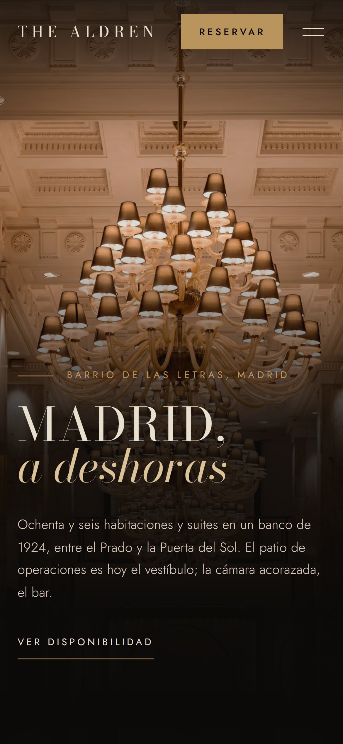 The Aldren, Urban luxury hotel: website on a phone