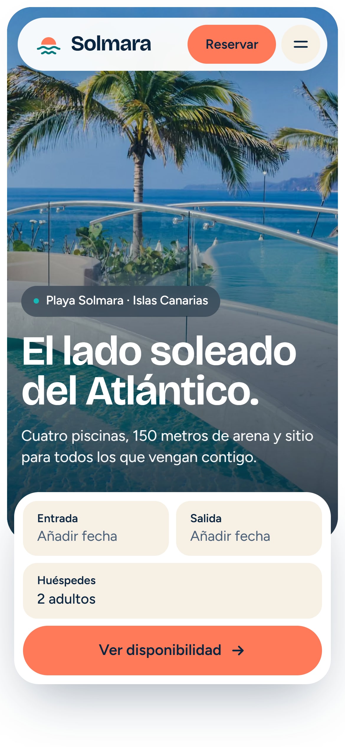 Solmara Beach Resort, Resort de playa: web en un móvil