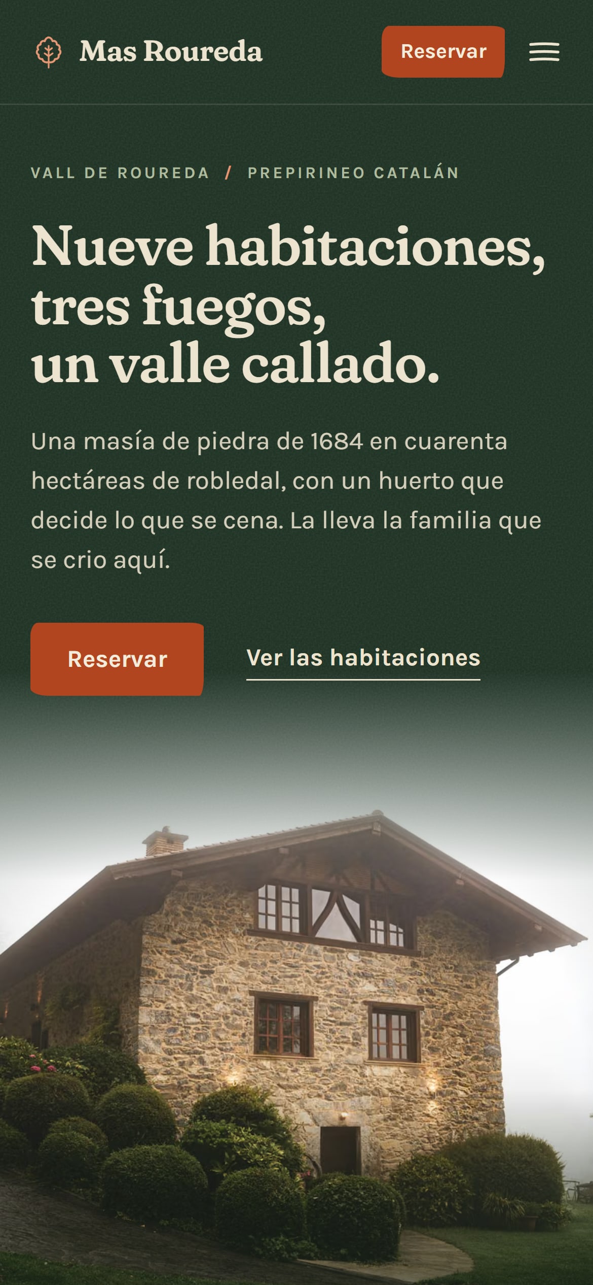 Mas Roureda, Retiro rural: web en un móvil